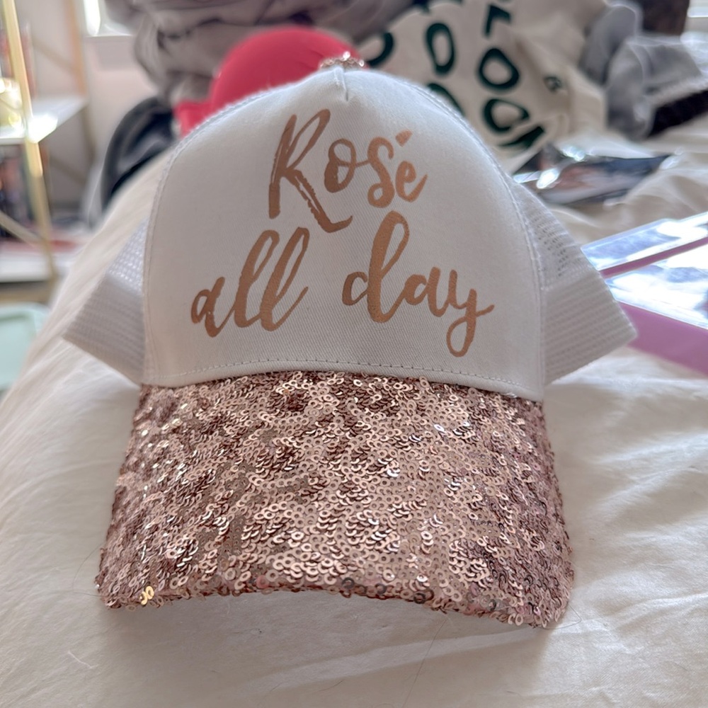 Rosé all day sequined baseball hat